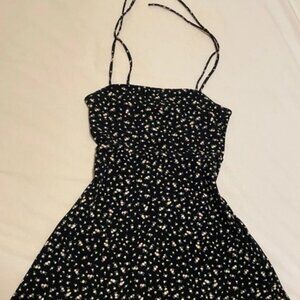 Chic Black Floral High Low Dress